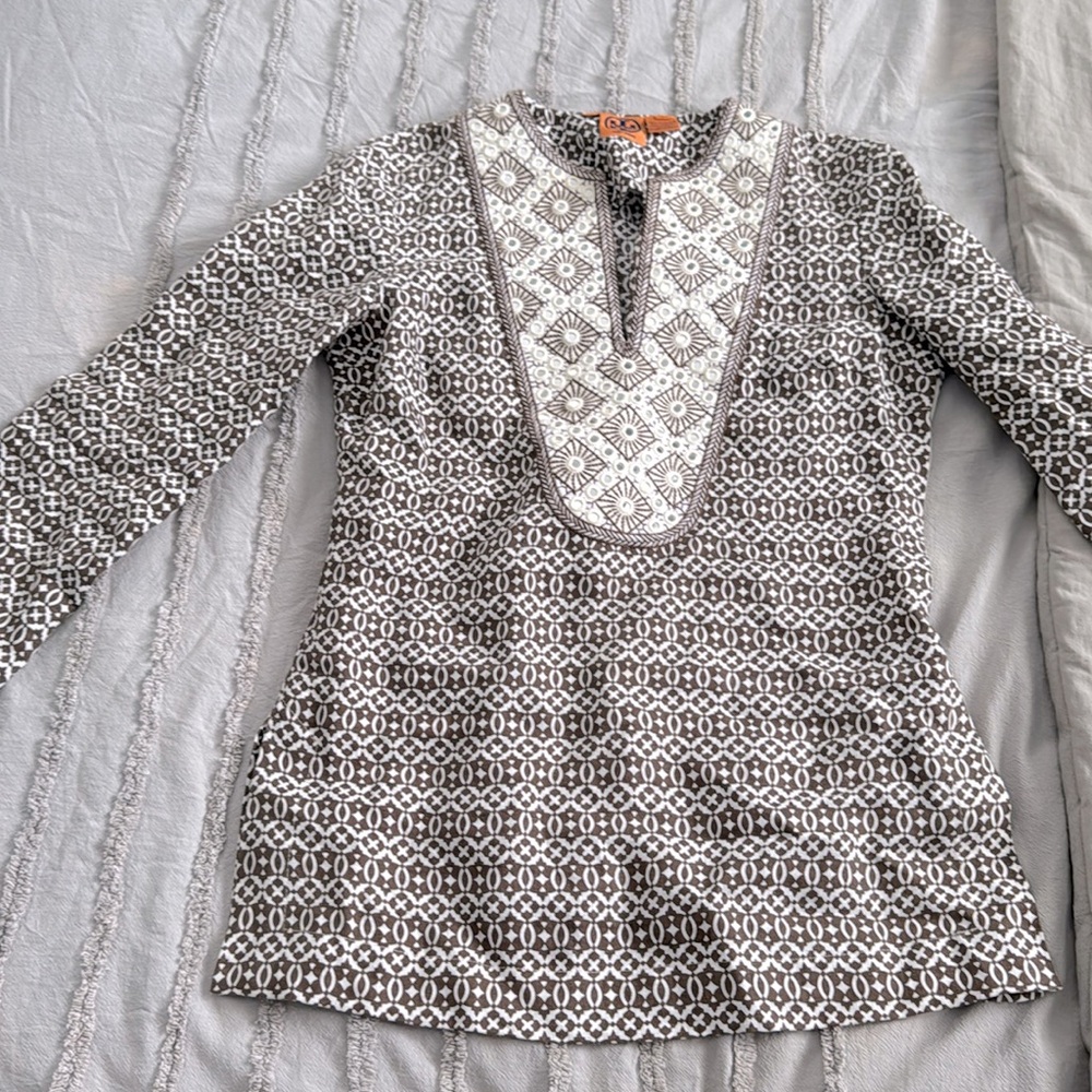 Tory Burch Embellished Women’s Linen Top Size 4